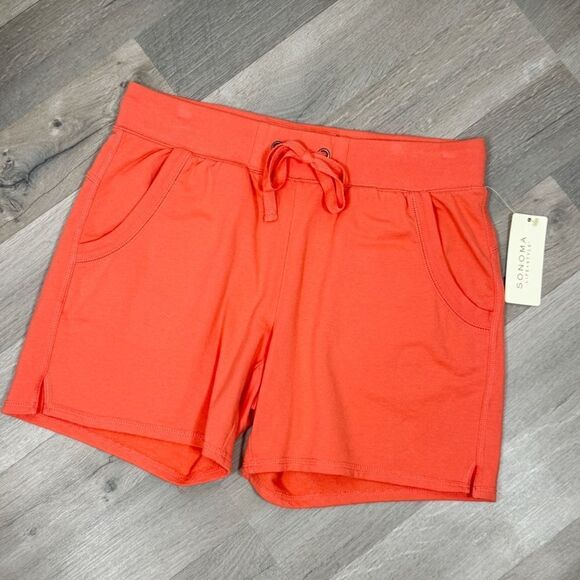 Sonoma Cotton Knit Drawstring Sweat Shorts Coral Orange Small - Picture 3 of 10